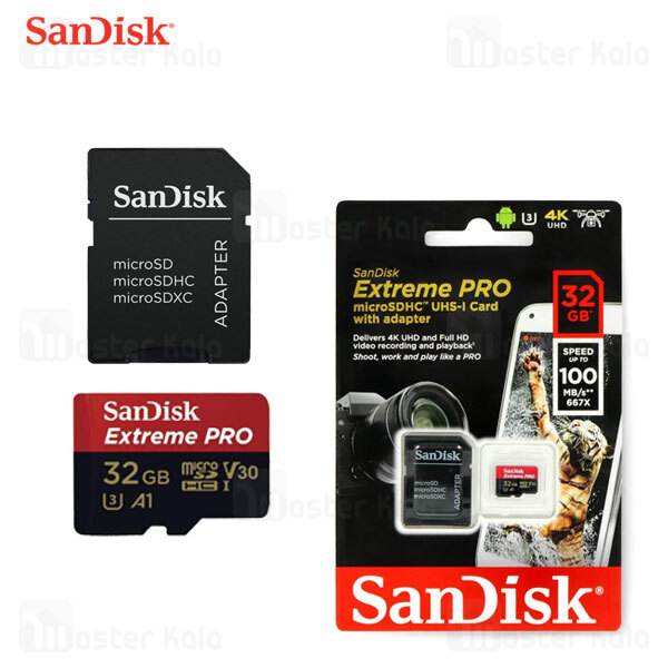 کارت حافظه میکرو اس دی 32 گیگابایت Sandisk Extreme Pro A1 U3 667X 100MB 4K